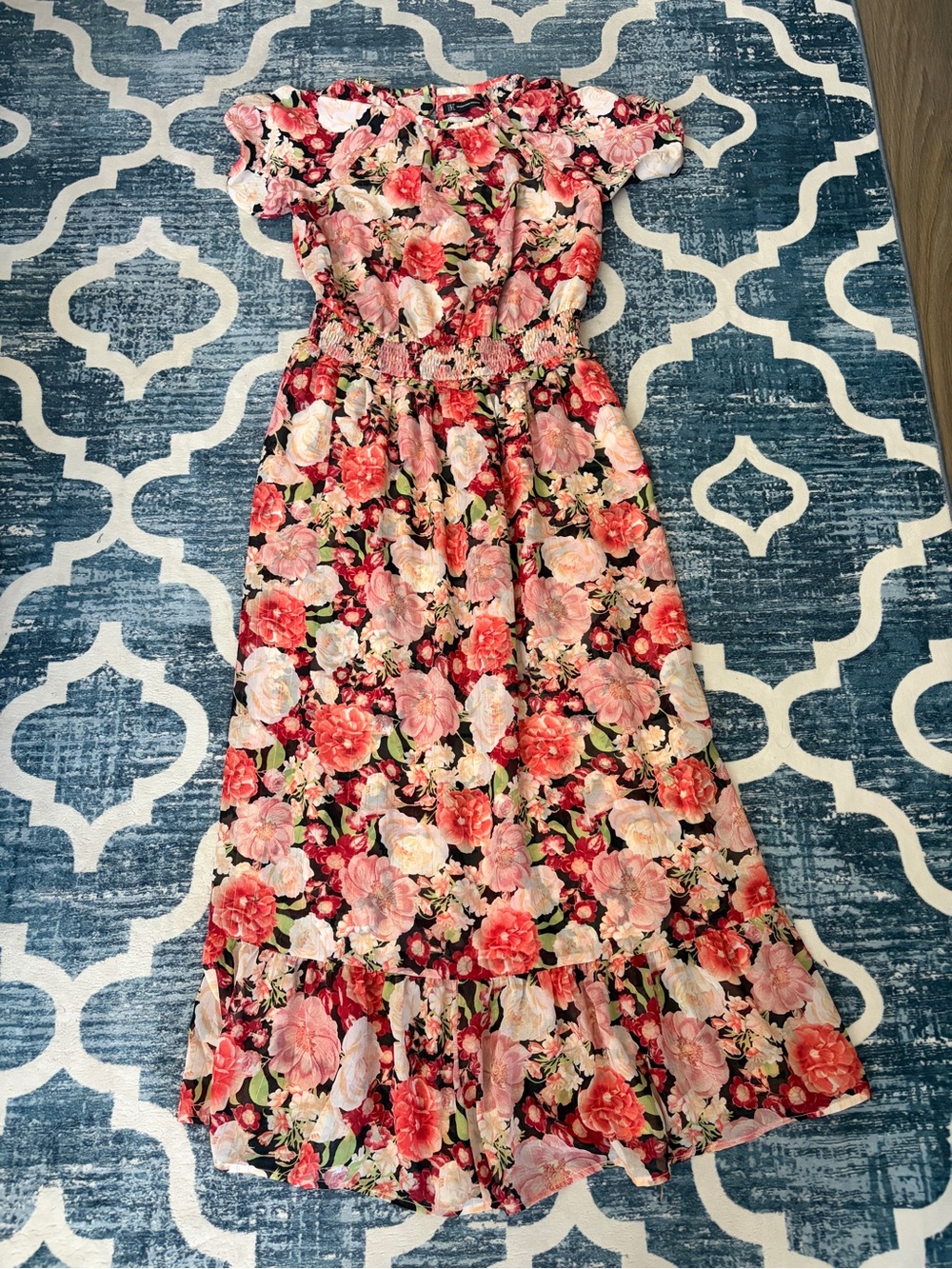 INC International Concepts Coral and Green Floral Dress
